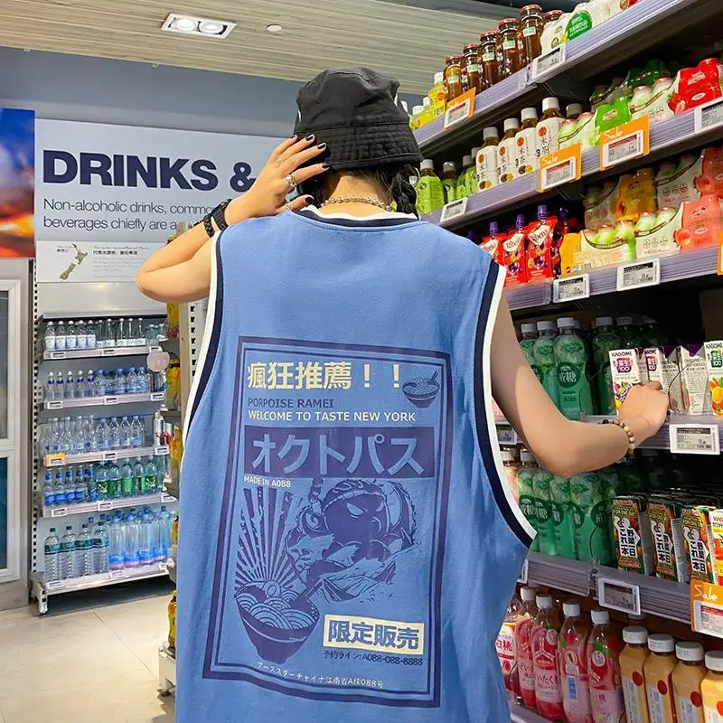 

Japanese sports basketball vest men's large size loose outer vest fashion brand ins summer handsome sleeveless t-shirt y2k tops