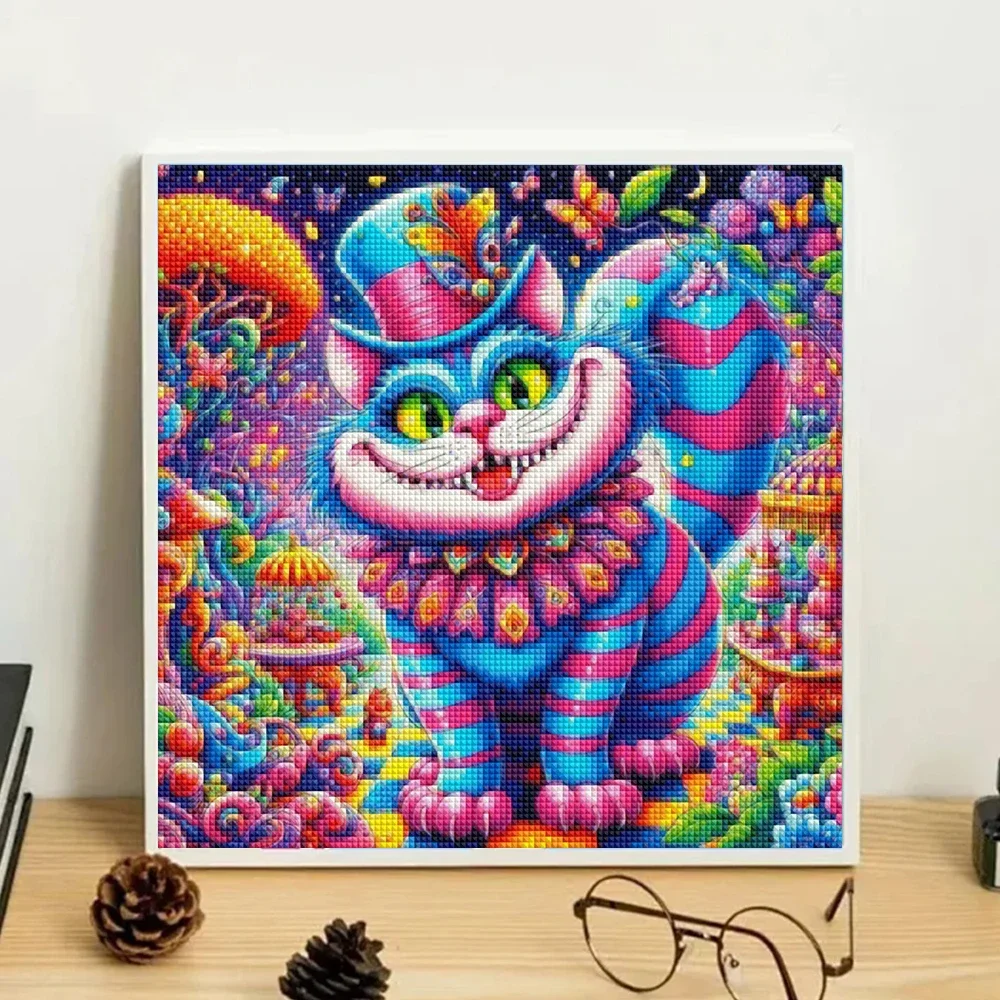 DIY Disney Alice in Wonderland Diamond Embroidery Cartoon Animal AB Diamond Painting Cheshire Cat Cross Stitch Set Home Decor