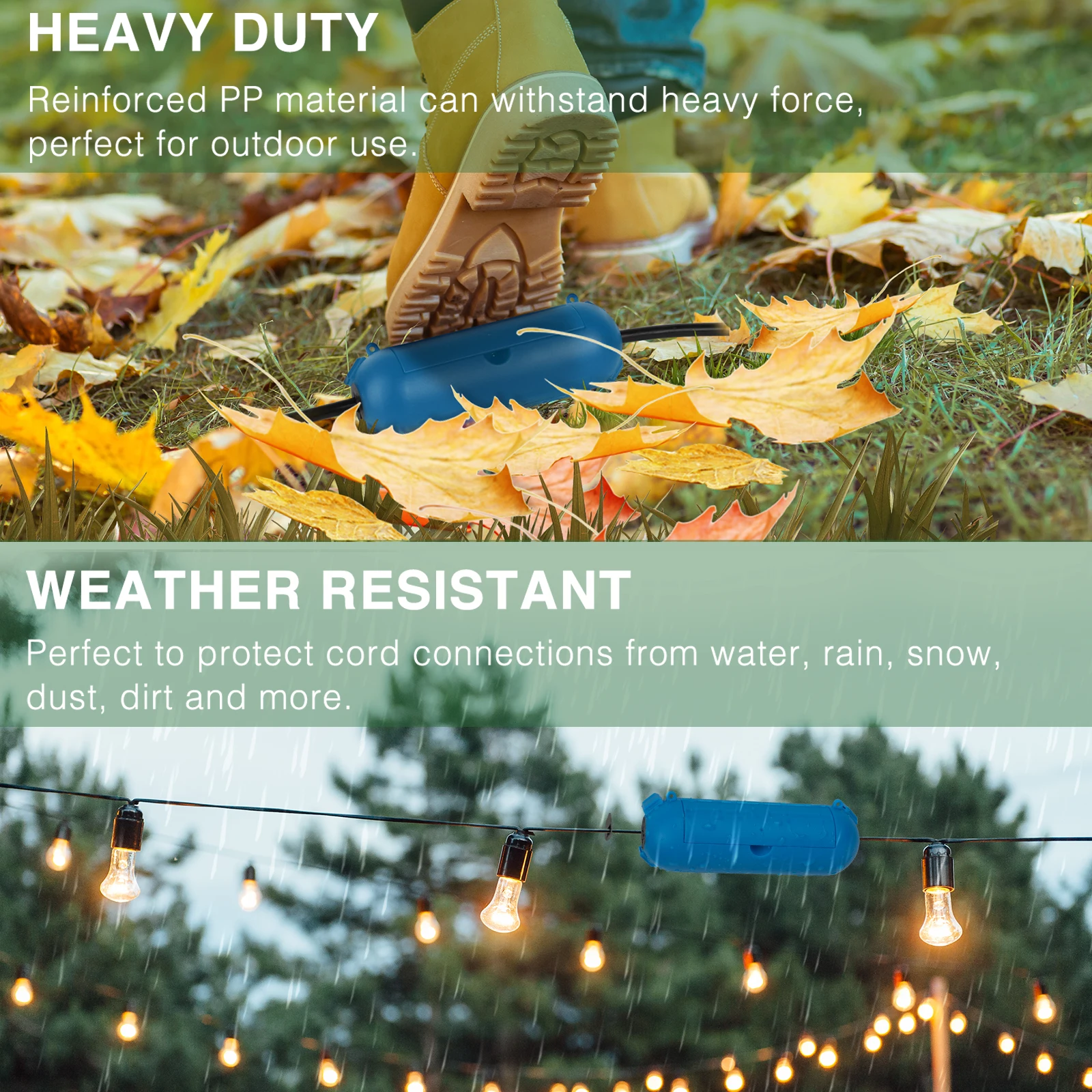 Confezione da 3 cavi di prolunga Scatola di alimentazione Copertura impermeabile per presa esterna antipioggia resistente alle intemperie per luci a corda/spina di alimentazione/decorazione natalizia