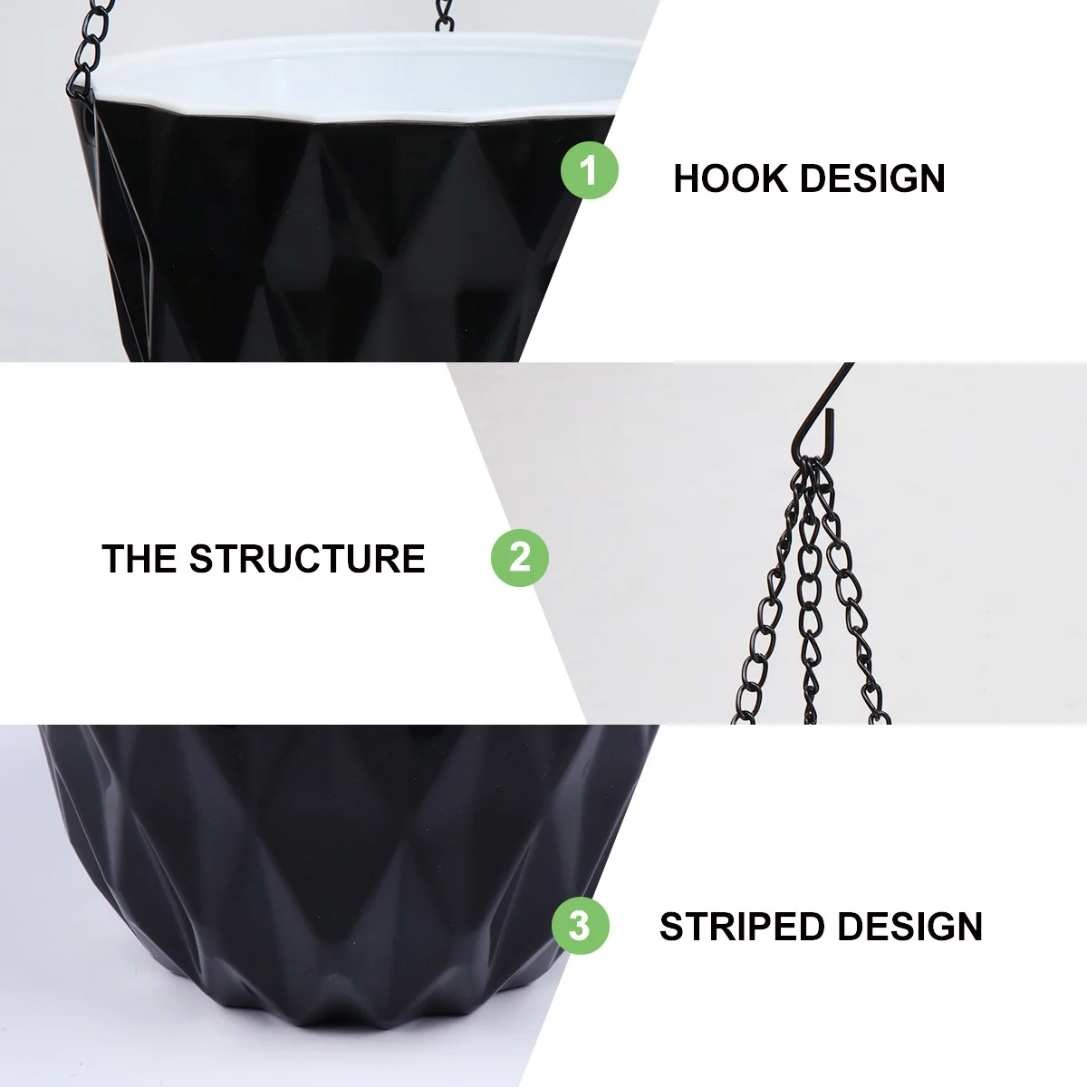 

Plastic Hanging Flower Baskets Wall-Mounted Plant Pot Holder Breathable Design Clear Water Level For Home Garden Decor Hanging