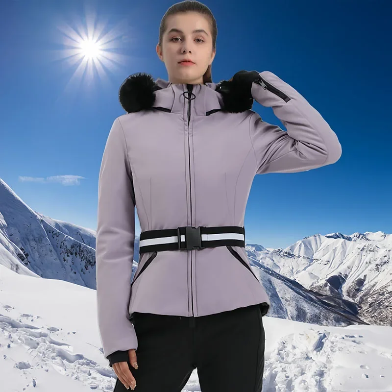 Chaquetas de esquí 2025 montaña invierno con capucha mujer Snowboard ropa deportes al aire libre esquí abrigos a prueba de viento chándal térmico de