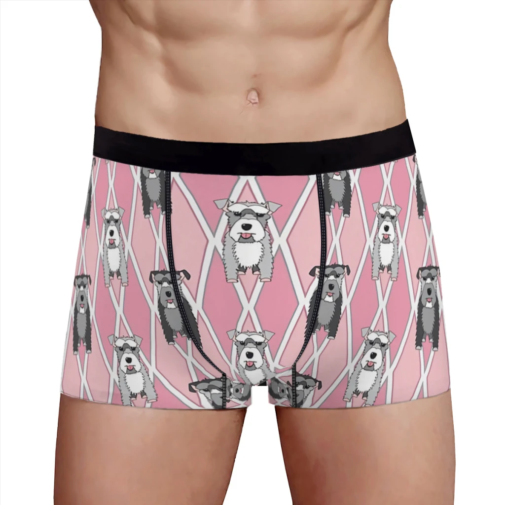 Schnauzer Dogs Pink Dogs Design Underpants Homme Panties Male Underwear Comfortable Shorts Boxer Briefs