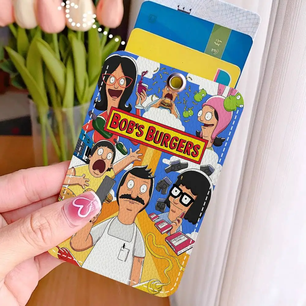 Cartoon Cute B-Bob B-Burgers Keychain With Access Card Holder, Bus Pass & Meal Card ID Bank Card Protective Case For Security view 3