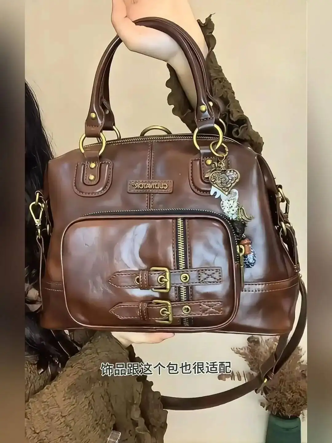 

Bloom Retro Brown Large Capacity Purse Women 2025 Vintage Leather Handle Mini Backpacks Ladies Hot Girls Y2k Bags Aesthetic