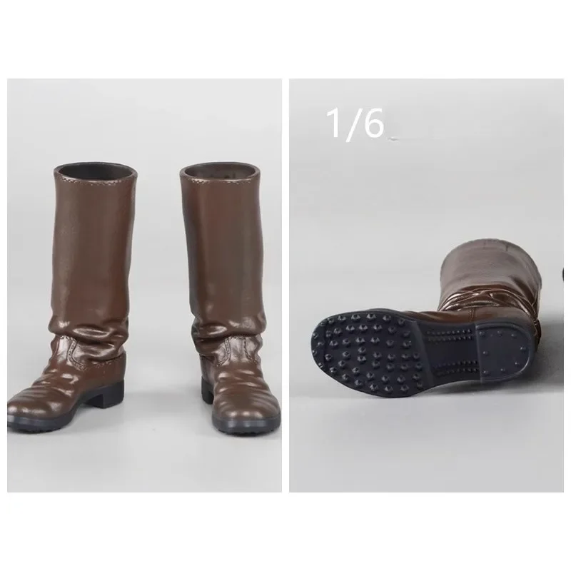 Botas altas militares masculinas a escala 1/6, figuras de acción de goma, zapatos huecos, modelo para accesorio de cuerpo de soldado de 12"