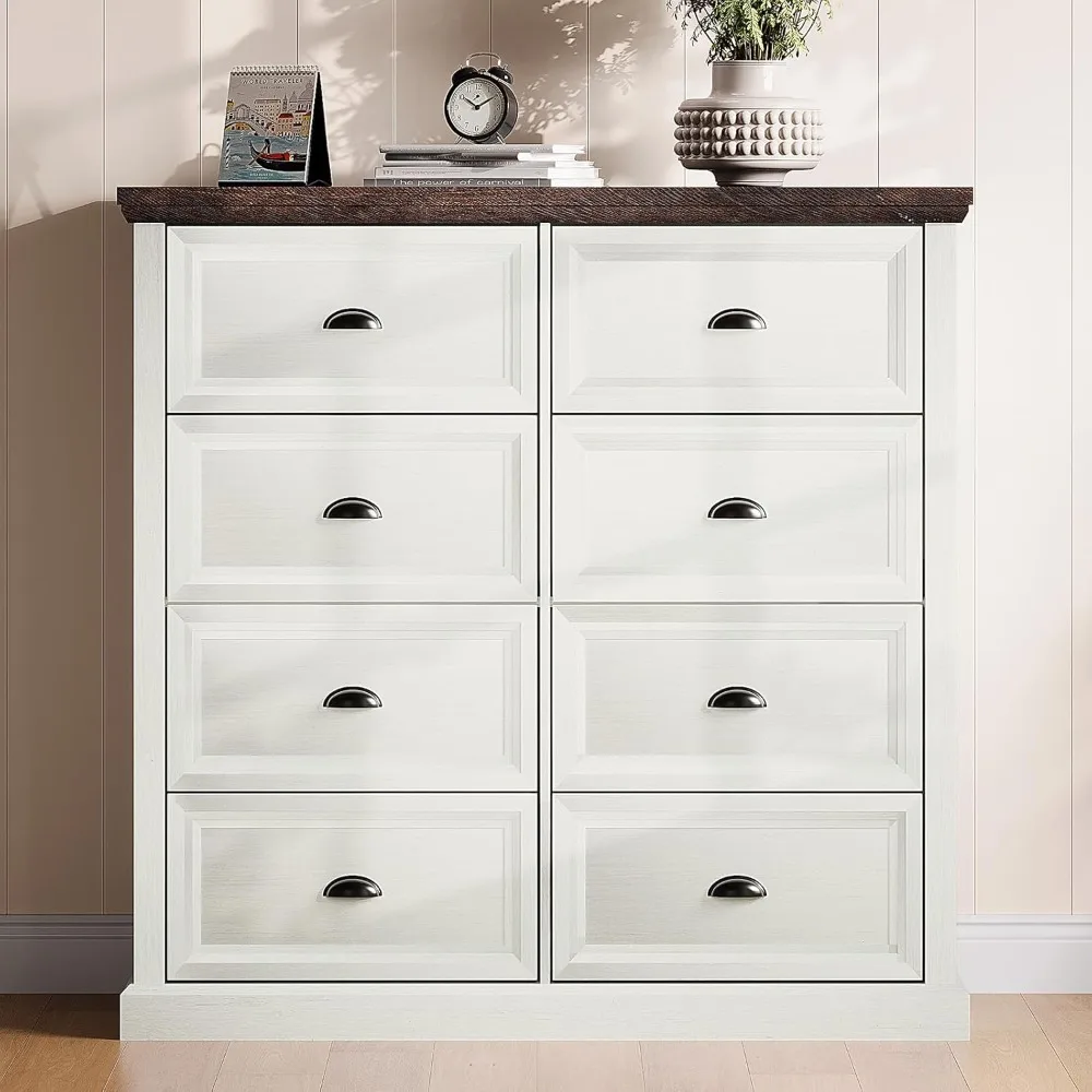 42" Dresser for Bedroom, Farmhouse 8 Drawer & Chests