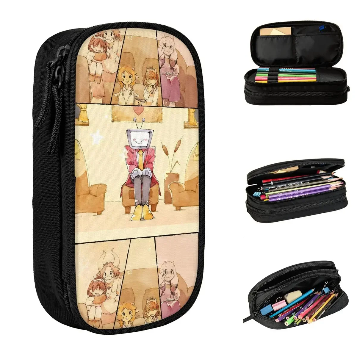 Cute Deltarune TV Tenna Video Game Pencil Cases Pencilcases Pen for Student Big Capacity Bags Students School Gifts Stationery