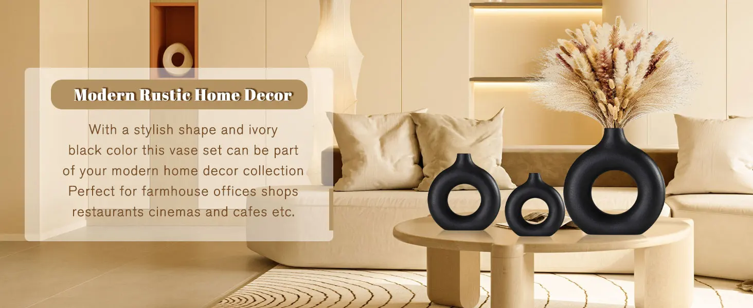 Black ceramic vase