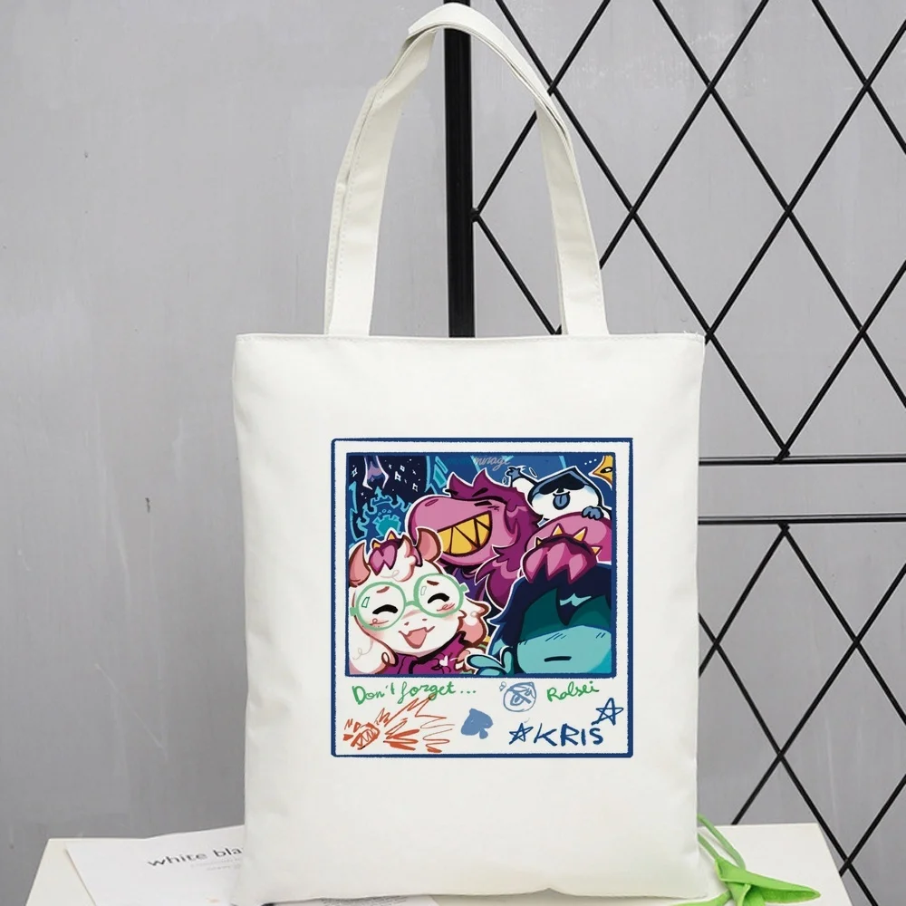 Deltarune tote bag shopper foldable reusable canvas  woman