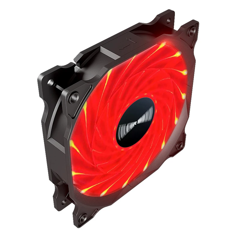 Teucer 12cm ventilador de refrigeración de caja de PC de escritorio de bajo ruido 12V enchufe de fuente de alimentación grande de 4 pines luz roja ventilador de chasis de rodamiento hidráulico