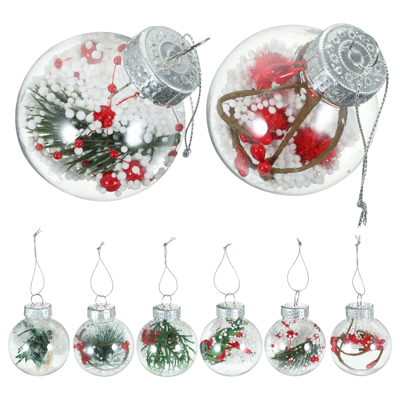 

12 Pcs Decorations Christmas Ball Pendant Xmas Spheres Plastic Clear Ornaments Fillable