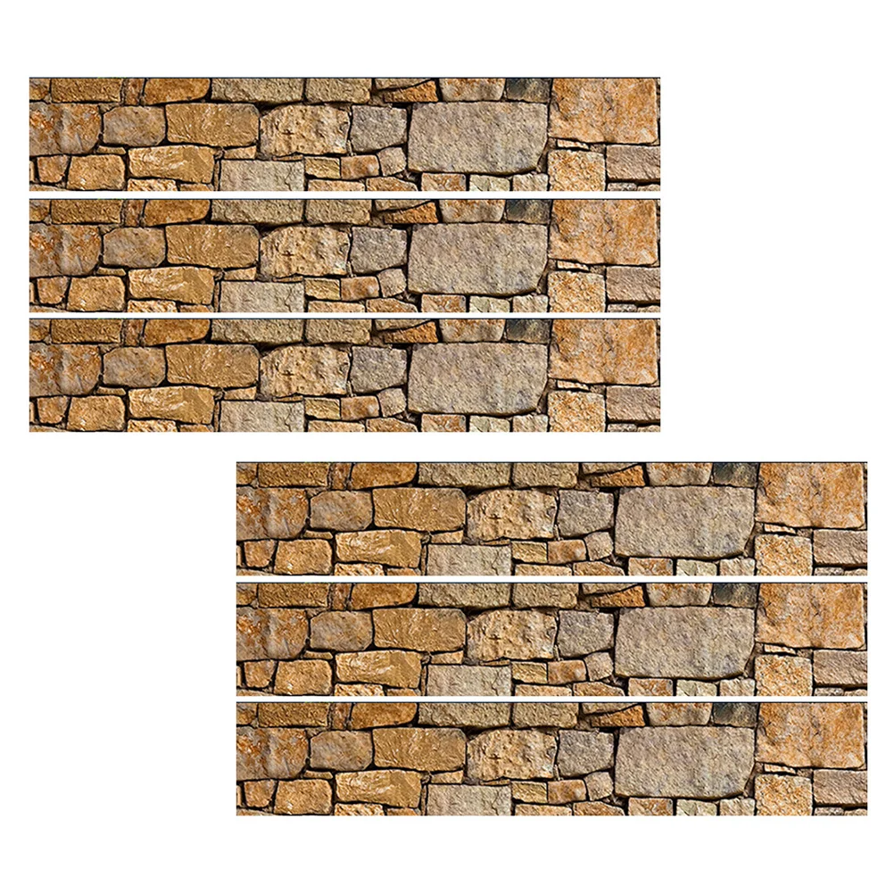 

6Pcs Waterproof PVC Stairs Stickers Durable Stone Pattern Stair Decals Home Decorative Staircase DIY Adhesive Stairs Stickers