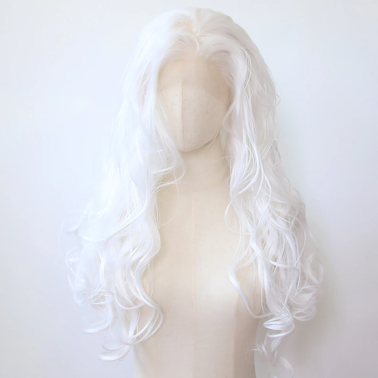 White Wig Synthetic Lace Front Wig Long Body Wave Snow White Lace Front Synthetic Wig Pre Plucked Heat Resistant Fiber Hair