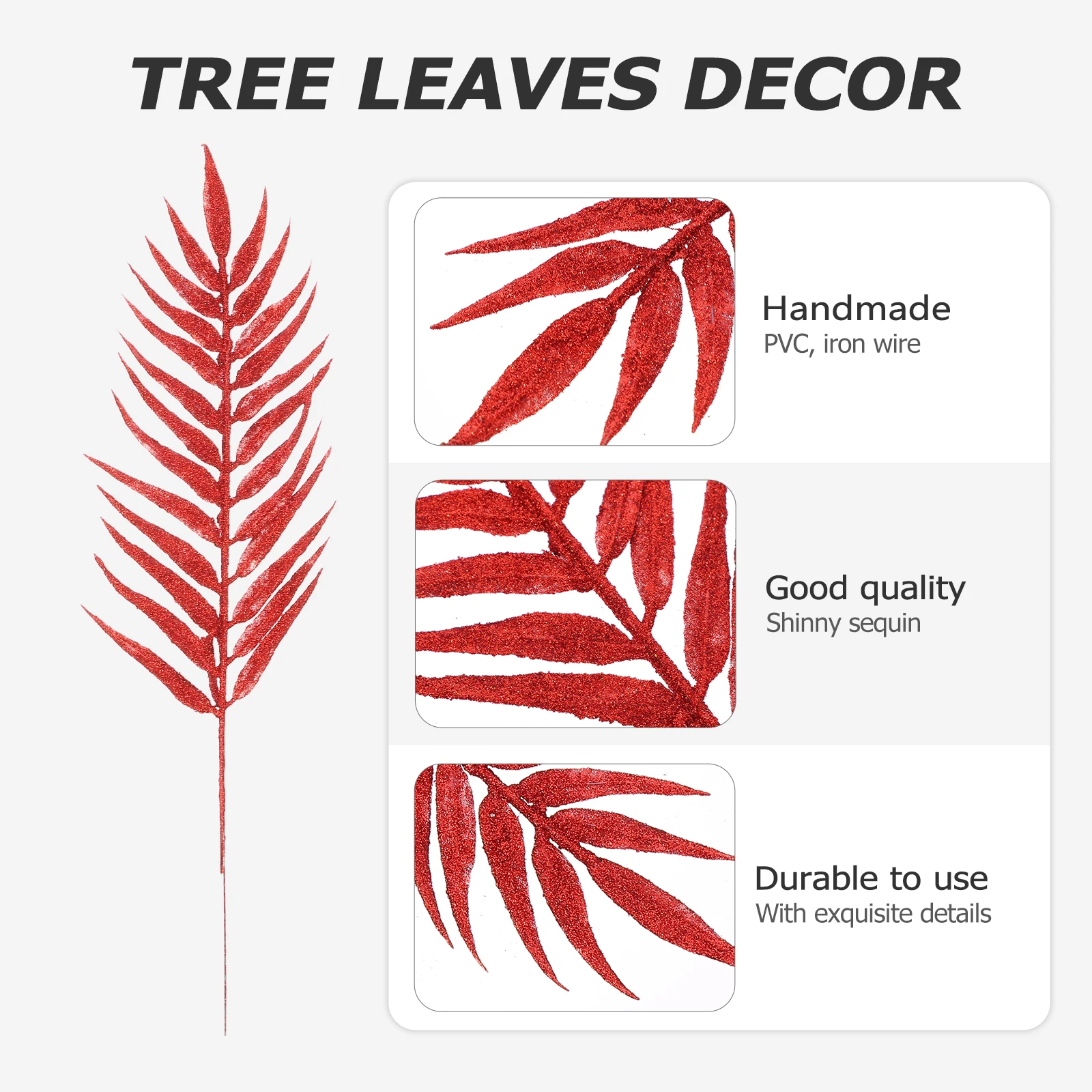 

5Pcs Christmas Leaves Ornaments Rustic Farmhouse Style Artificial Shiny Sequin Leaves for Christmas Tree Party Wedding Home