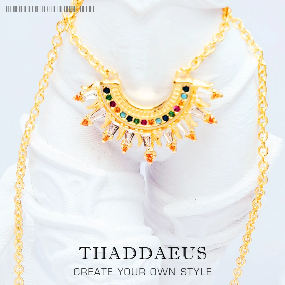 

Позолоченное ожерелье, красочные солнечные лучи, осенняя новая цепочка, ювелирные изделия, стерлинговое серебро 925, бижутерия, богемный подарок для женщин