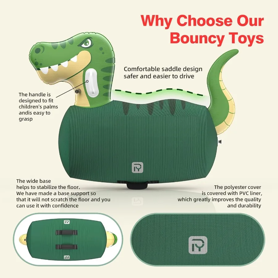 ของเล่นไดโนเสาร์เป่าลมแบบกระโดด 2 ชิ้น พร้อมปั๊มลม ของเล่นสัตว์กระโดดขนาดใหญ่สำหรับเล่นกลางแจ้ง รับน้ำหนักได้ 220 ปอนด์