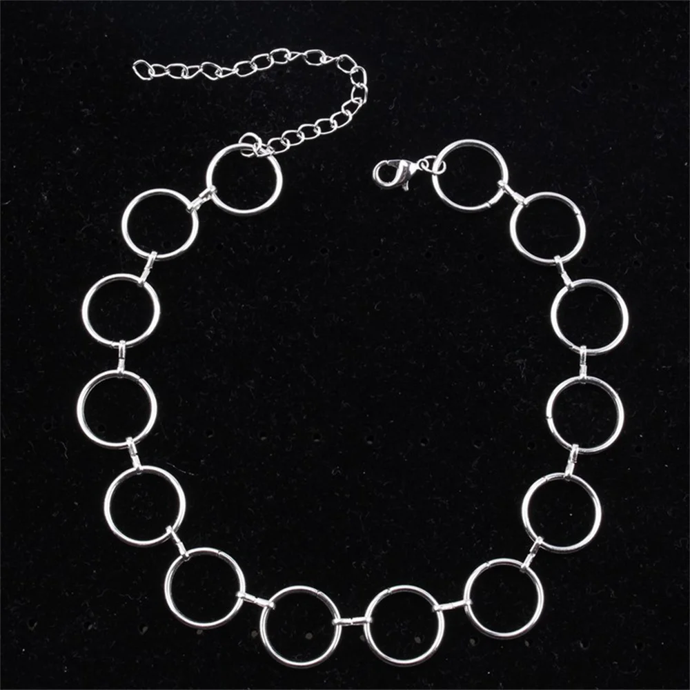 Vintage Geometric Circle Clavicle Chain Necklace Trendy Women Choker Gold Color Ladies Jewelry Wholesale