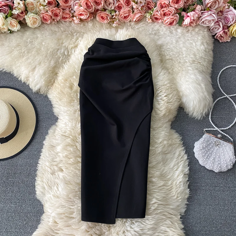 

New Long Skirt High Waist Split Irregular Slim Fit Thin OL Office Lady Work Pencil Skirt