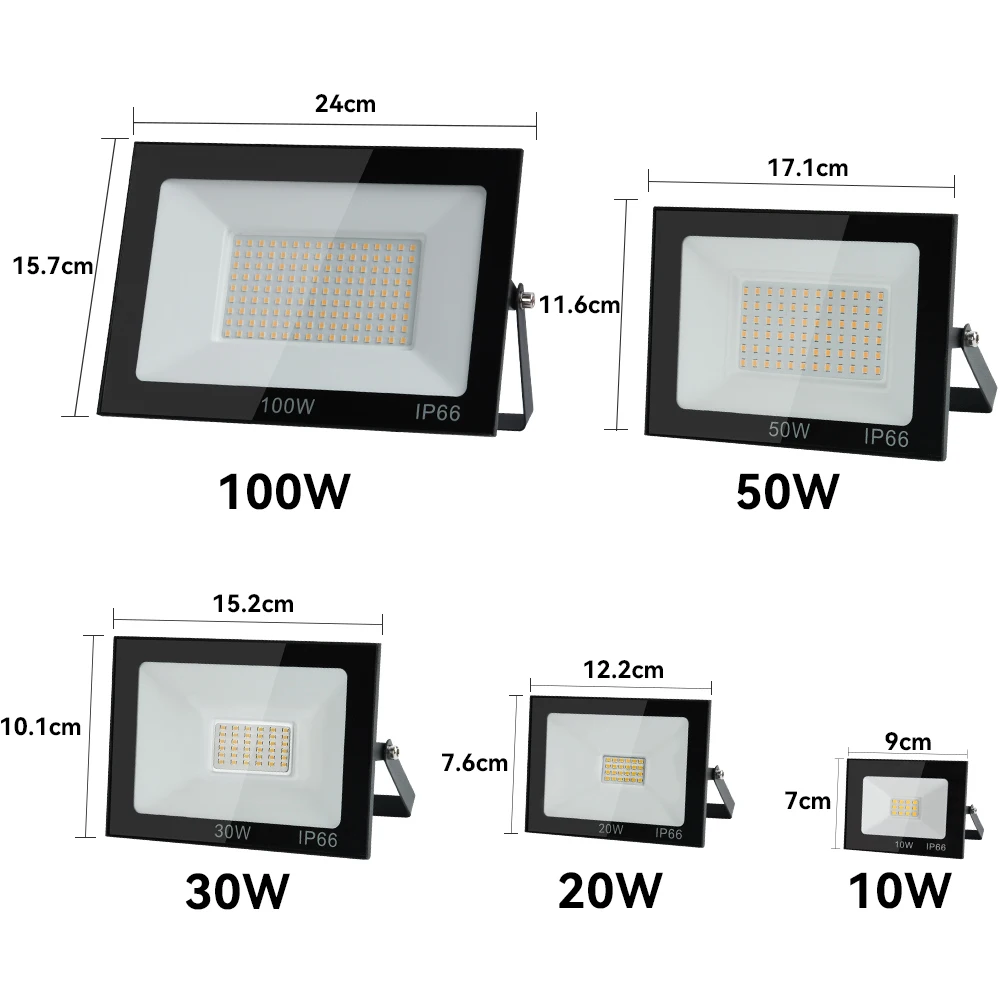 Großhandel 10W/20W/30W/50W/100W/200W LED-Flutlicht Hochleistungs-LED-Strahler AC220V Kaltlicht IP66 Wasserdichte Außenwandleuchte für Parkplätze, Plätze und Lagerhallen – Detail 4