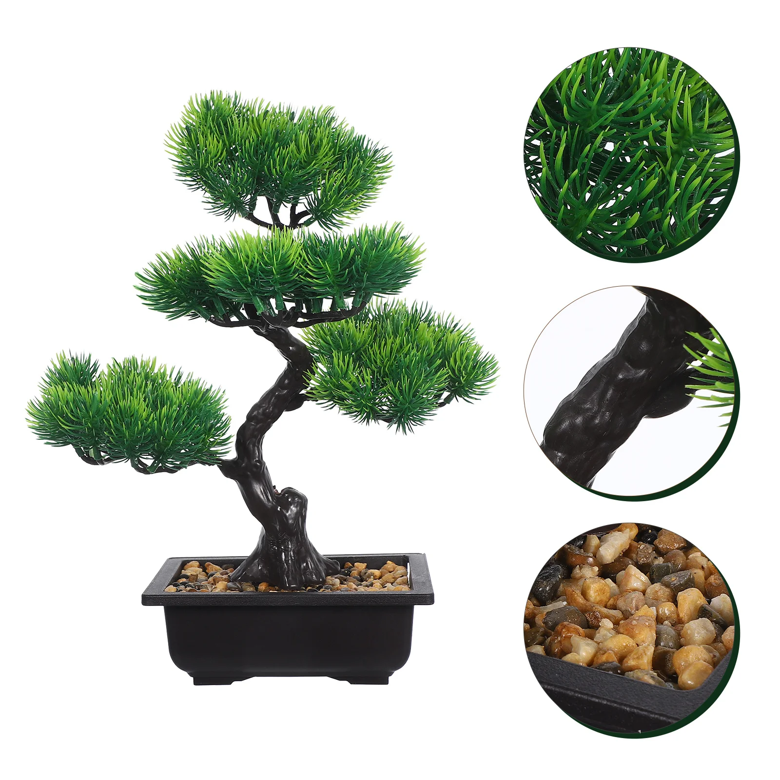 

Artificial Potted Bonsai Pine Tree Realistic Faux Japanese Pine Decoration for Desk Bookshelf Window Tabletop Fake House Plants