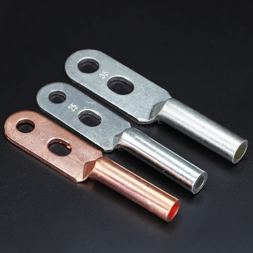 DTS 25/35/50/70/95-400 Two Screw Hole Bore Copper Electrical Cable Wire Tubular Lug Connection Connector Cord End Crimp Terminal