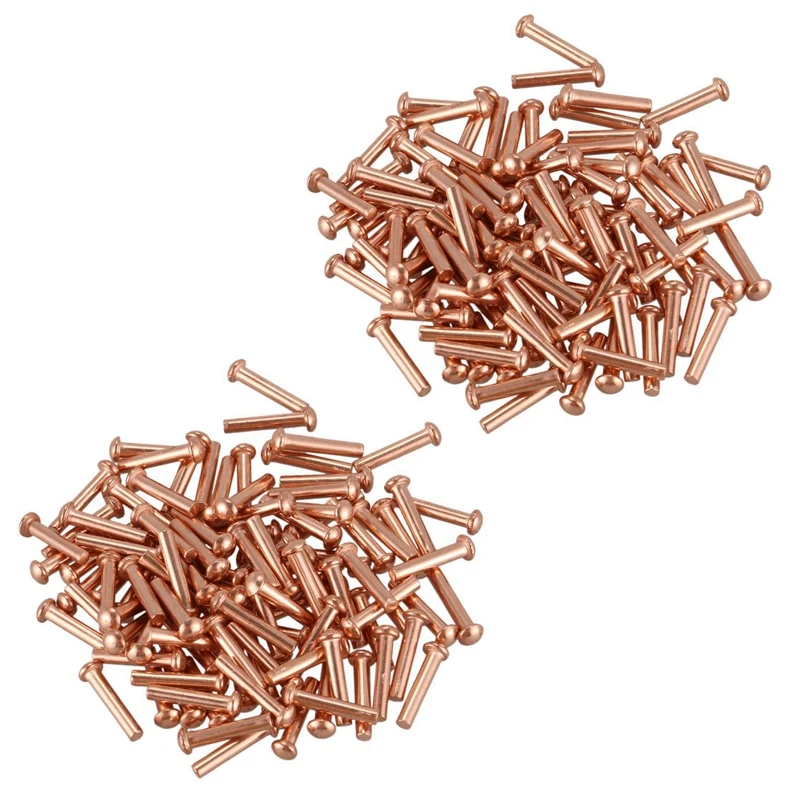 200 Pcs 5/64Inch X 25/64Inch Round Head Copper Solid Rivets Fasteners