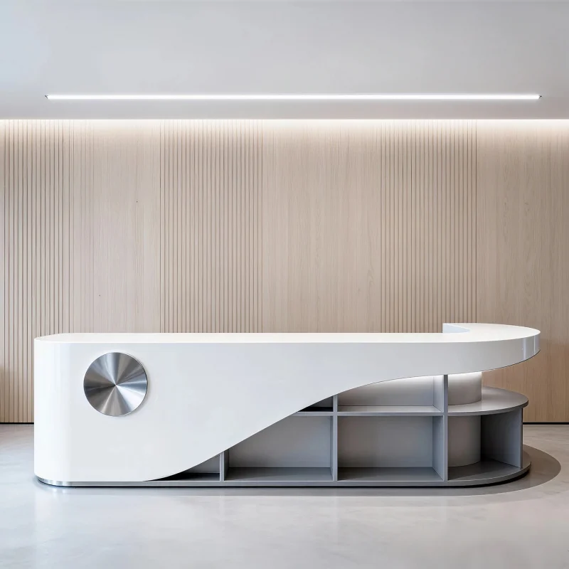 custom.Office Furniture Desk Tables Set Scrivania  Modern Front Desk Luxury Reception Desk Beauty Salon Automobile 4S