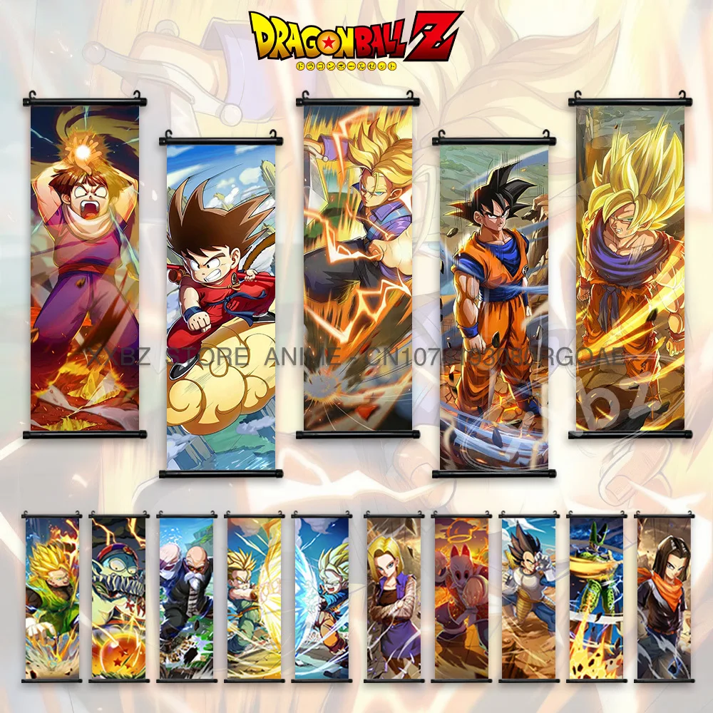 

Dragon Ball Scrolls Pictures Anime Home Decor Cartoon Wall Art Vegeta Canvas Poster Goku Hot Blooded Hanging Painting Decorative