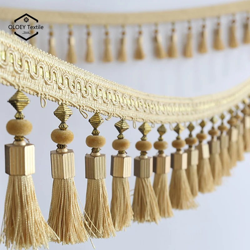 

1m Long Gold Sewing Tassel Fringe Lace for Home Accessories Trim Curtain Thread Decorative DIY Fabric Webbing Tassle Fringes