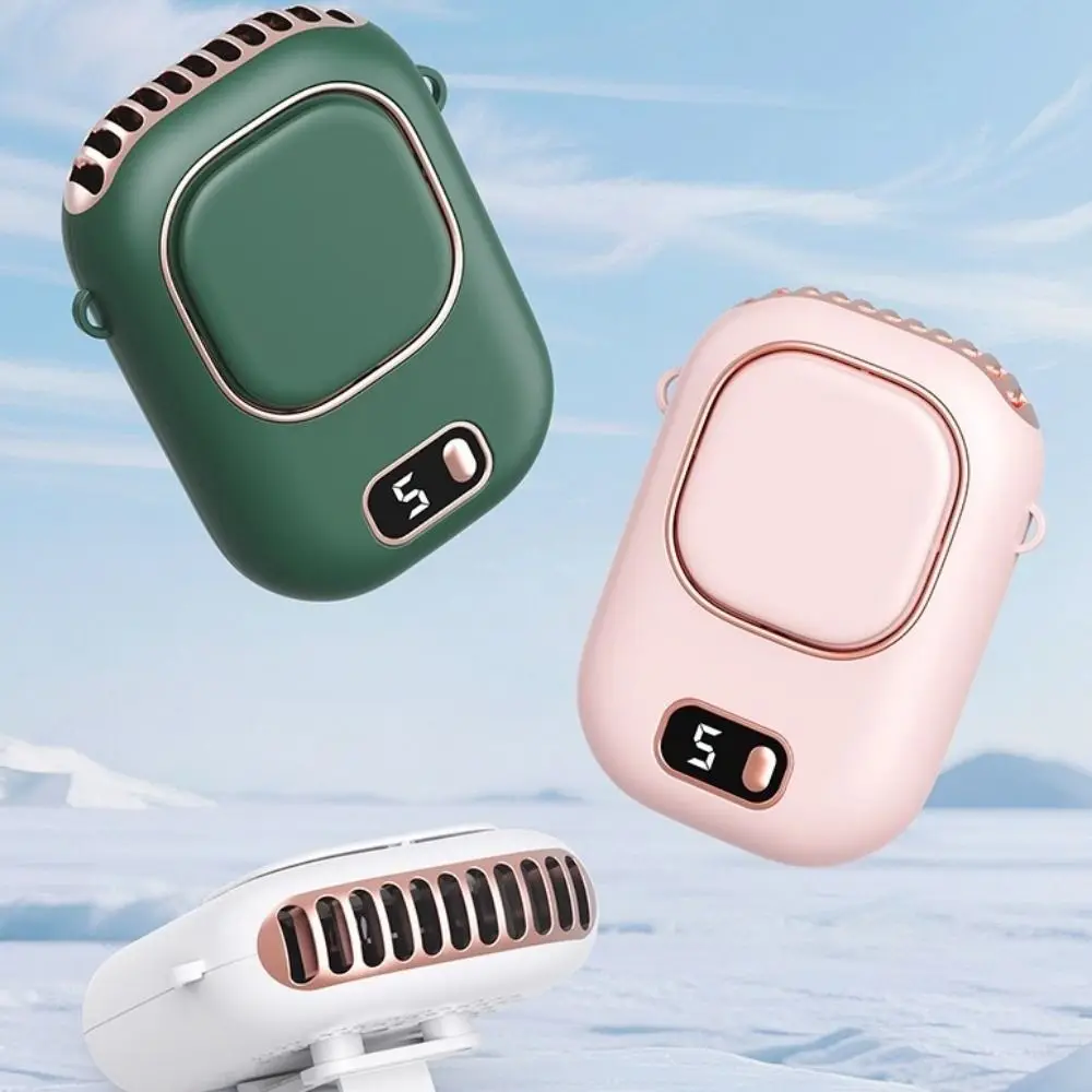 USB Rechargeable Waist Clip Fan Turbo Ultra Quiet LED Display Hanging Neck Fan Hands Free Lightweight Air Conditioner Cooler Fan
