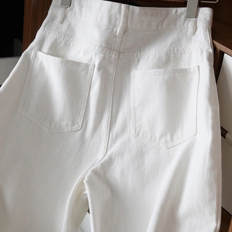 

Женские прямые джинсы с высокой талией, корейская уличная одежда, мешковатые широкие повседневные белые джинсовые брюки, новые винтажные Vaqueros XT1514