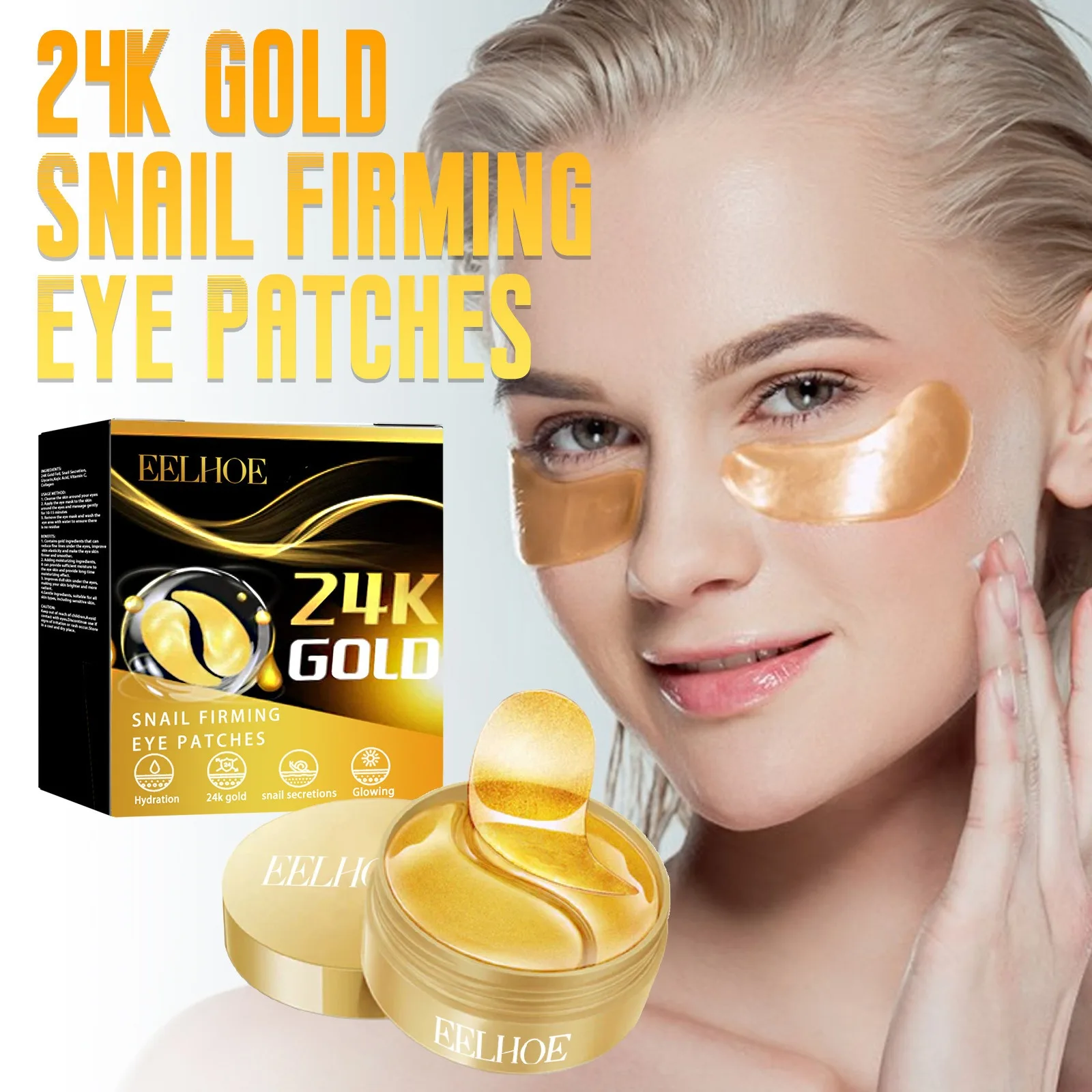 60pcs maschera per gli occhi al collagene 24K Gold Eye Patch alghe occhiaie Anti-gonfiore Anti-età occhi idratanti