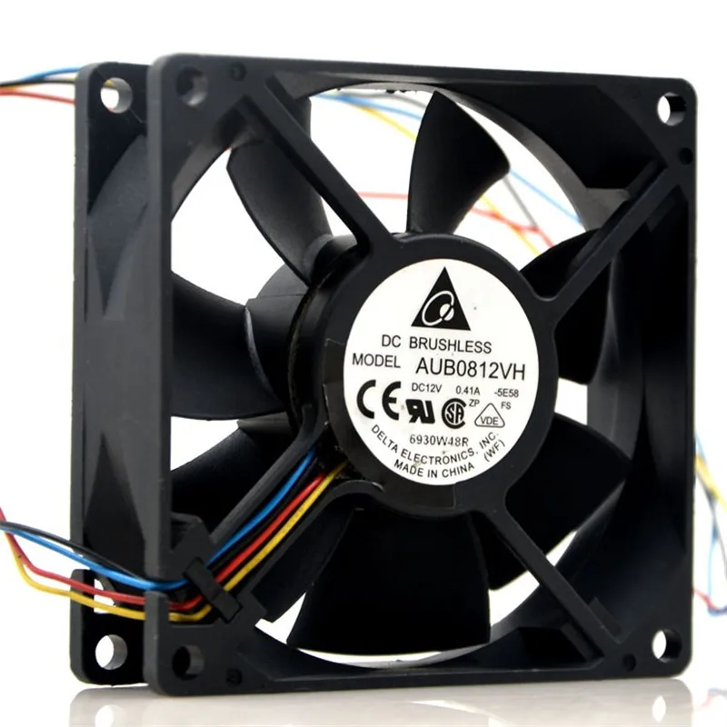 พัดลม cpucooling AUB0812VH 80*80*25มม. 12V 0.41A 8ซม. 4สายตัวพาวเวอร์ซัพพลายดั้งเดิม