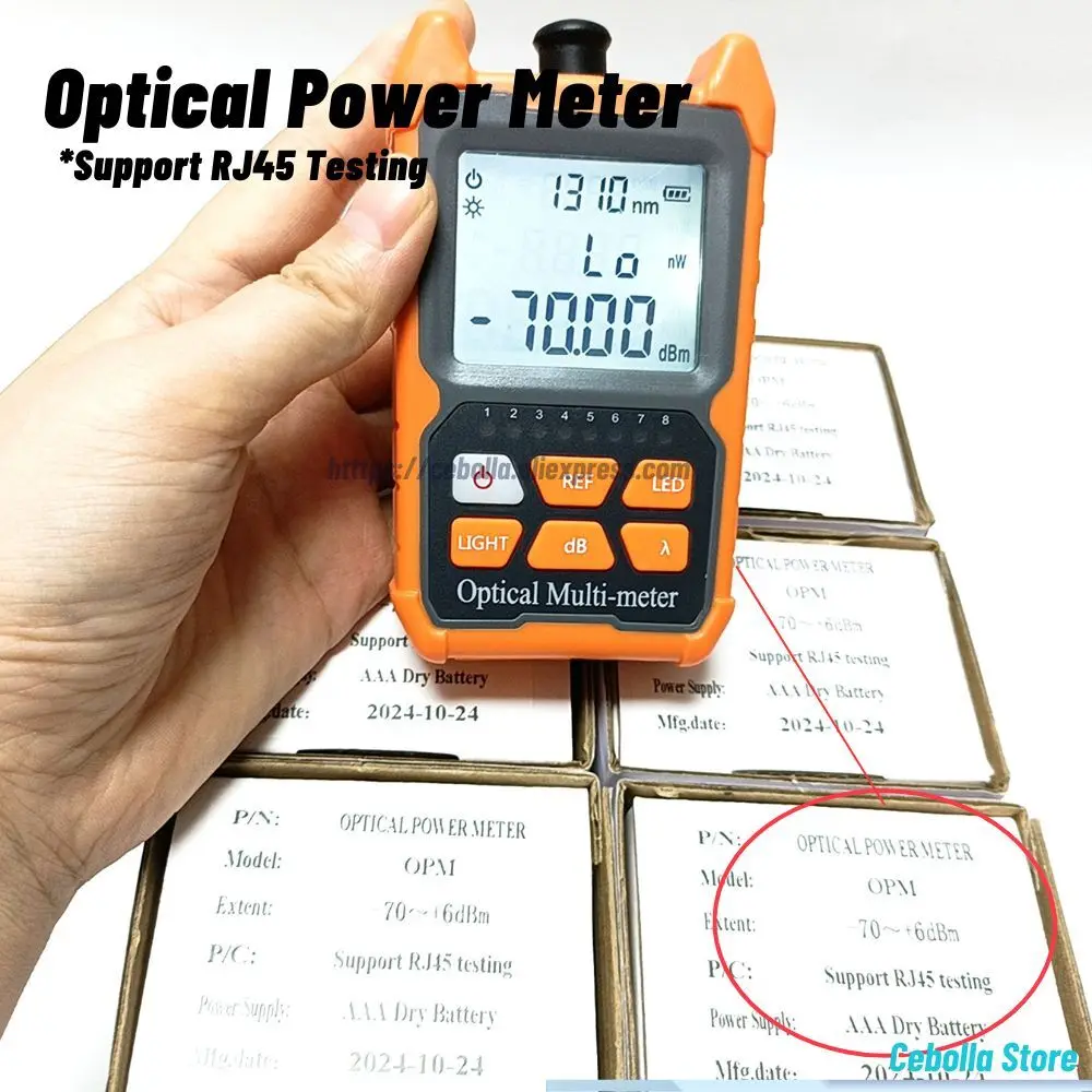 handheld Fiber mini Optical Power Meter -70+6 dBm Dry battery Mini OPM Support RJ45 Testing