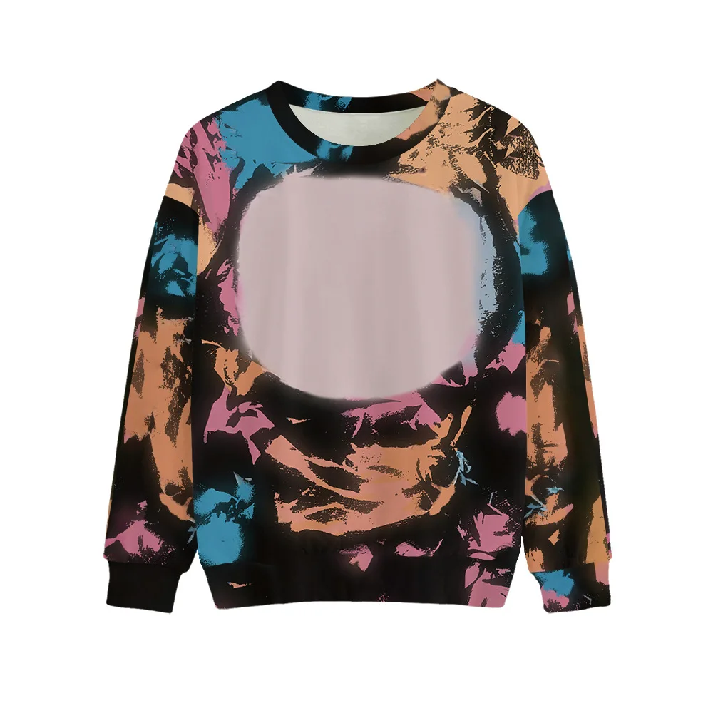 Nowy sublimowany pusty sweter z nadrukiem Tie-dye Casual bluza z okrągłym dekoltem damska/męska na niestandardowe logo z nadrukiem top z długim rękawem