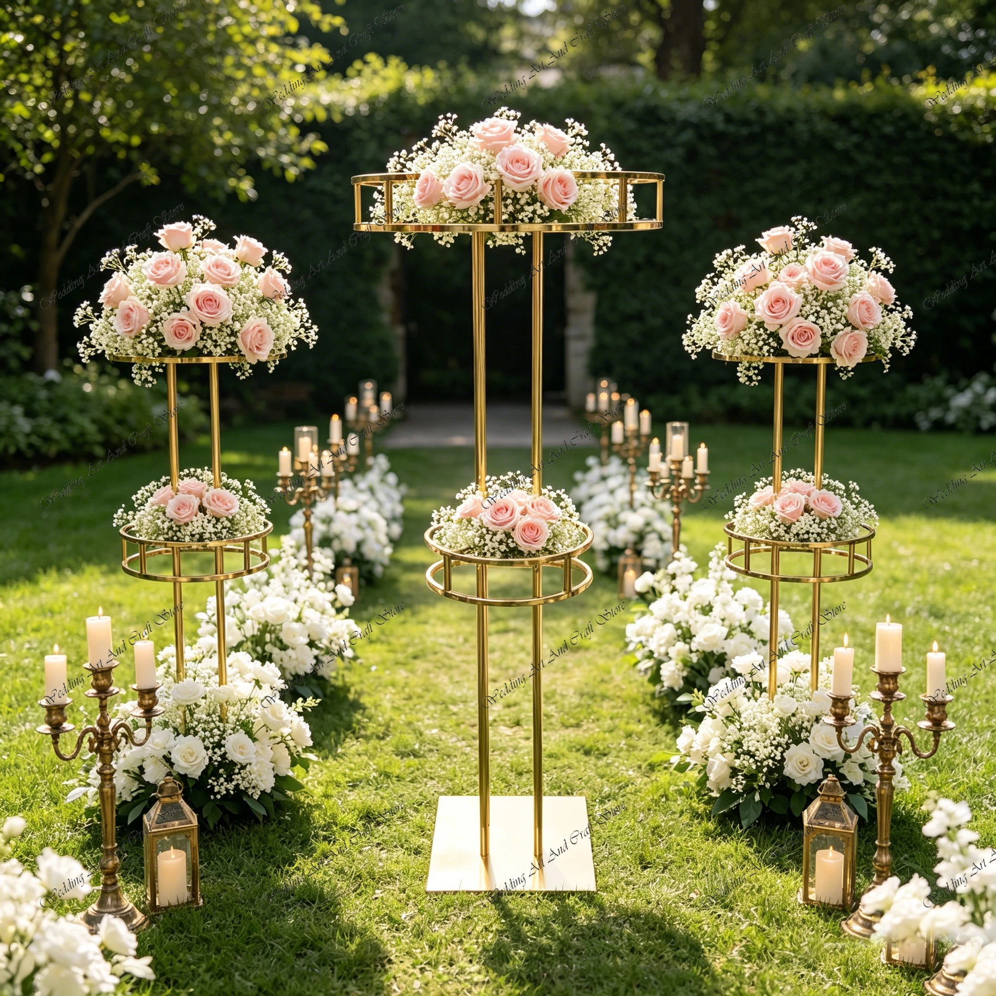 6pcs f30 100-120cm 1/2Layers Metal Frame Tall Wedding Table Centerpiece Ferris Wheel Flower Stand for Wedding Event ivy1105