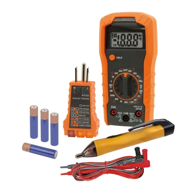 

Hot Sale.69149P Electrical Test Kit with Digital Multimeter, Non-Contact Voltage Tester and Electrical Outlet Tester