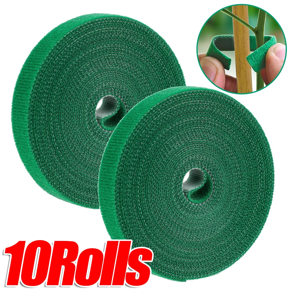 Self Adhesive Plant Nylon Cable Tie Green Adjustable Plants Hook Loop Support Garden Twine Bandage Reusable Fastener Tape Strips
