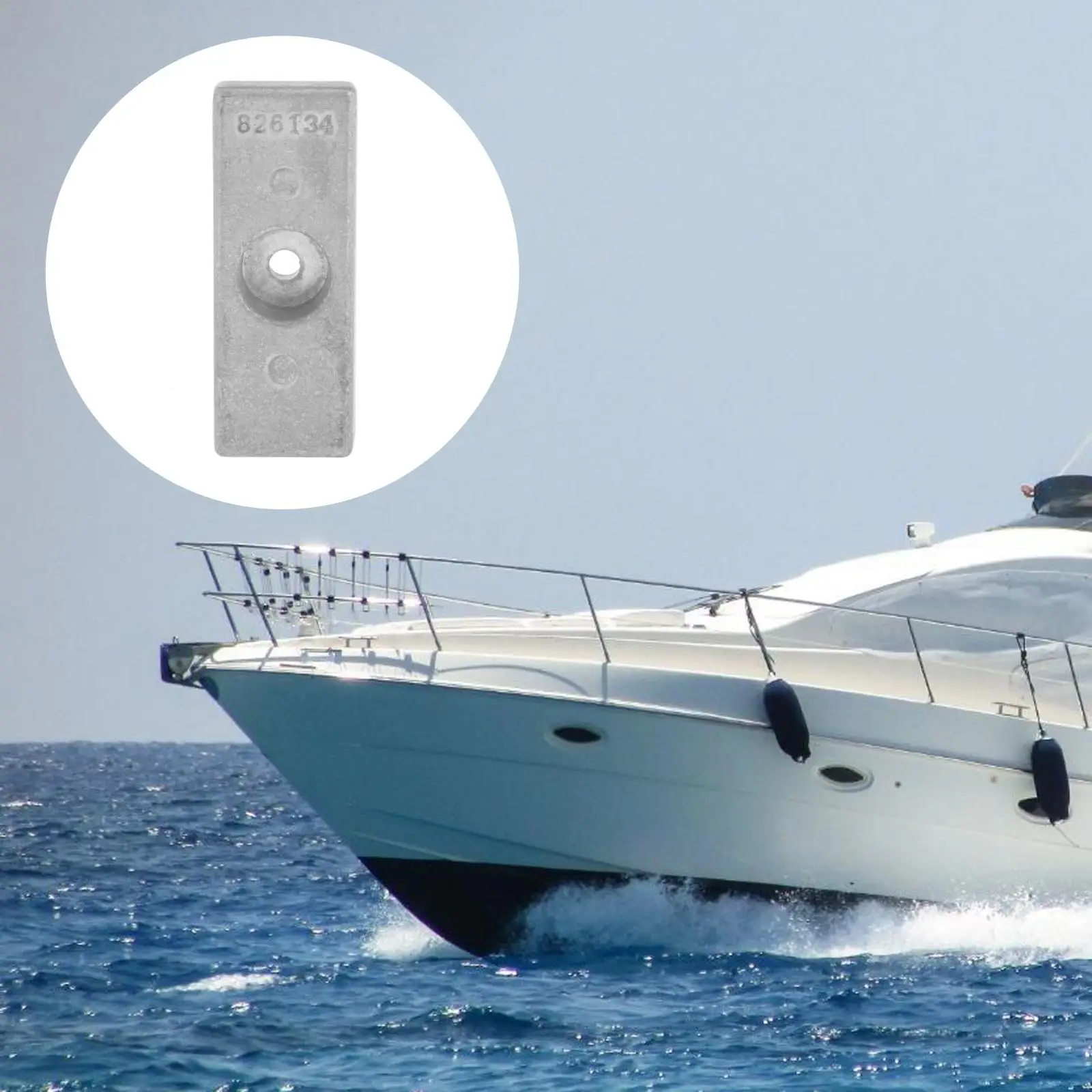 

Серебристый запасной цинковый боковой анод для подвесного мотора Mercury, артикул 826134