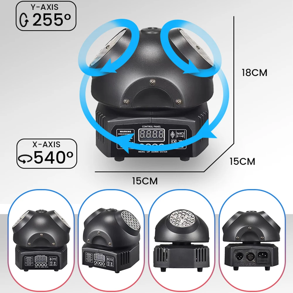 36W Mini Disco Lights LED DJ Equipment Party Light RGBW DMX Moving Head Beam Mobile Strobe Stage Effect For Nightclub Bar Show