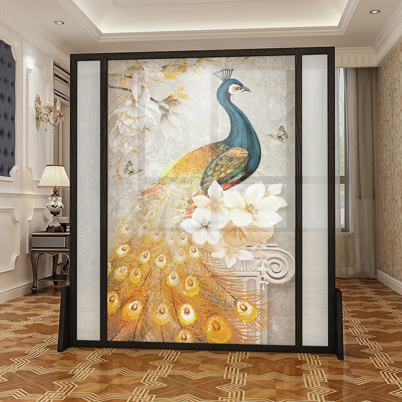 شاشة متنقلة من الخشب الصلب الأمريكي الأوروبي، مدخل غرفة المعيشة، ضوء مدخل غرفة النوم الفاخرة، شاشة منزلية للدراسة، الطاووس