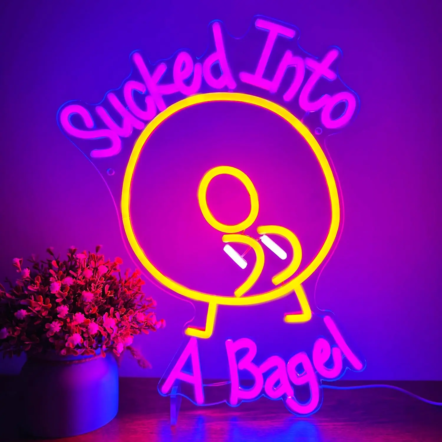 

LED Sucked Into A Bagel Neon Sign Glow Sign For Wall Decor For Cafe Kitchen Man Cave Bar Bedroom Pub Party Gift For Bagel Lovers