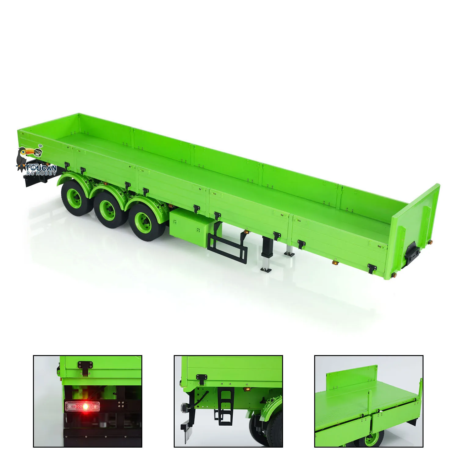 NEW 1/14 Metal Semi Trailer 3 Axles Manual Lifting Legs Lights for RC Tractor Truck DIY TAMIYAYA Lorry Model RC Dump Truck Toys