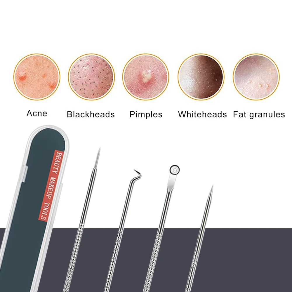 4 PCS Acne Needle Blackhead Remover Comedones Extractor Acne Removal Kit for Blemish, Whitehead Popping for Nose Face Tools