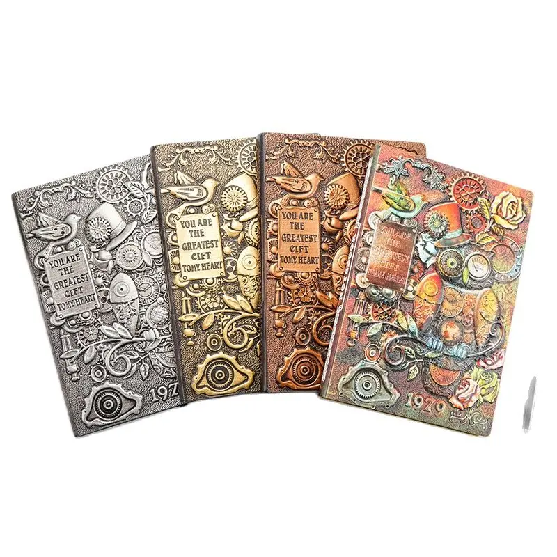 

A5 Vintage Embossed Leather Writing Journal Notebook Antique Handmade Daily Notepad Lined Travel Diary Notebooks, 100 Pages