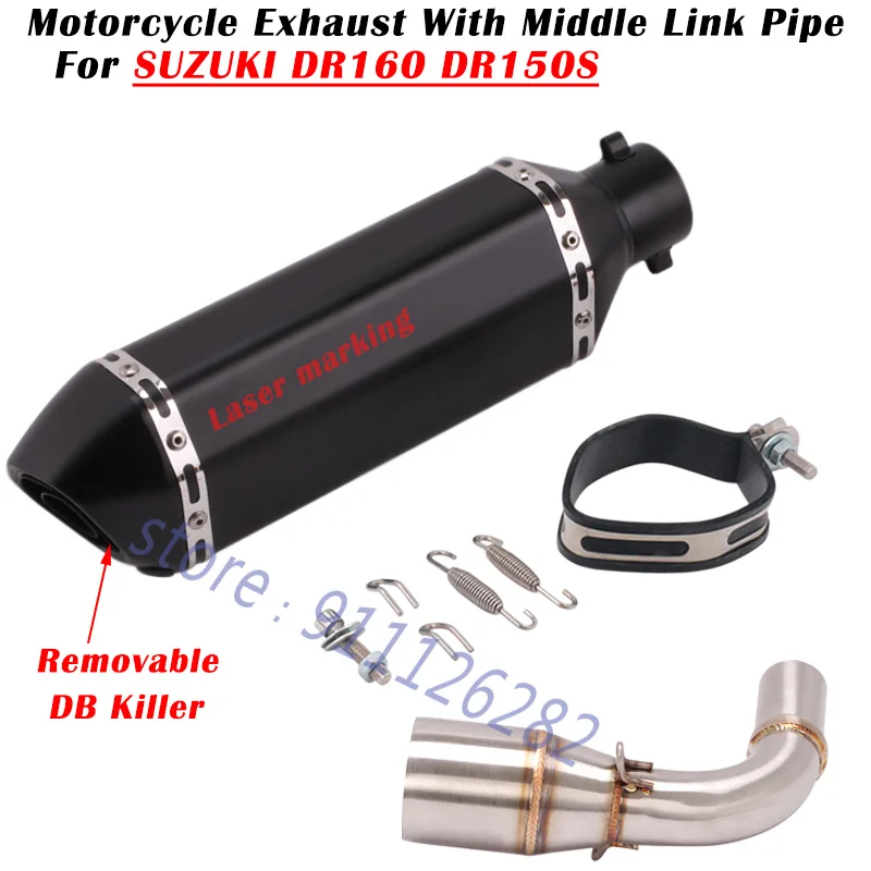 Motorcycle Exhaust Moto Escape System Modified Muffler Middle Link Pipe DB Killer Slip On For SUZUKI DR160 DR150S DR 160 150S