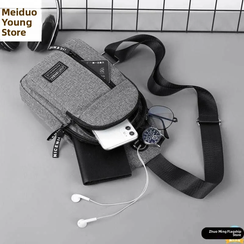 Men's Chest Bag Multifunctional Crossbody Bag 2025 New Nylon Canvas Casual Sports Bag Single Shoulder Bag Soft Hand Feeling