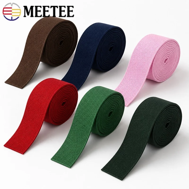 3/5Meters 20-50mm Polyester Elastic Band Double Sided Stretch Webbing for Shoes Pants Underwear Waistband Sewing Trim Projects