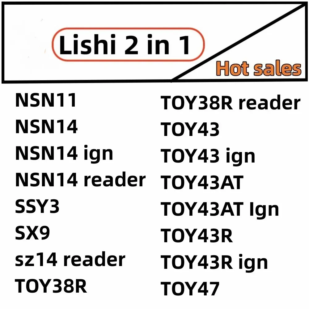 2-in-1 Lishi Werkzeuge NSN11 NSN14 Ign SSY3 SX9 Sz14 Schlüssellesegerät TOY38R Lesegerät TOY47 TOY43 TOY43AT TOY43R Zündschlosswerkzeug