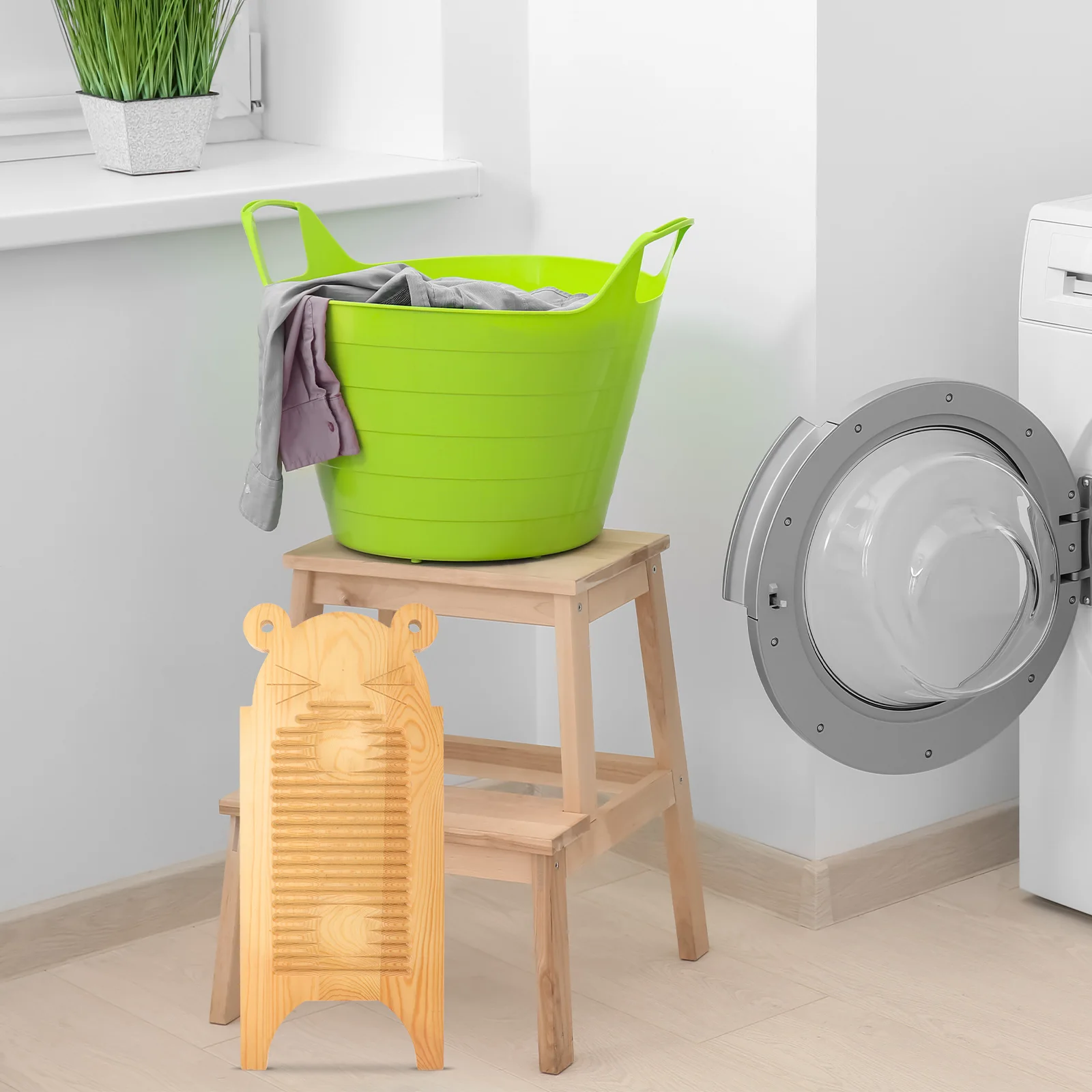 

Washboard Laundry Tool Portable Small Travel Kneeling Scrub Durable Wood Ergonomic Lightweight MultiFunctional Clothes Shoes